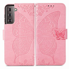 Leather Case Stands Butterfly Flip Cover Holder for Samsung Galaxy S25 5G Hot Pink