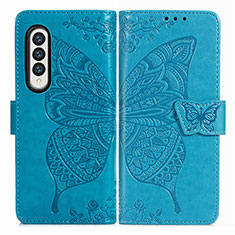 Leather Case Stands Butterfly Flip Cover Holder for Samsung Galaxy Z Fold4 5G Blue