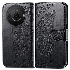 Leather Case Stands Butterfly Flip Cover Holder for Sharp Aquos R8 Pro Black
