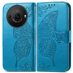 Leather Case Stands Butterfly Flip Cover Holder for Sharp Aquos R8 Pro Blue