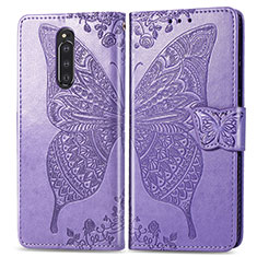 Leather Case Stands Butterfly Flip Cover Holder for Sony Xperia 1 Clove Purple