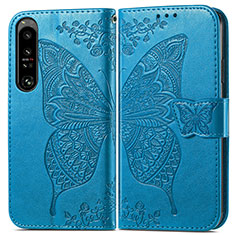 Leather Case Stands Butterfly Flip Cover Holder for Sony Xperia 1 IV Blue