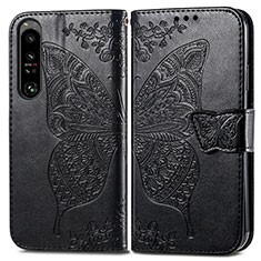 Leather Case Stands Butterfly Flip Cover Holder for Sony Xperia 1 IV SO-51C Black