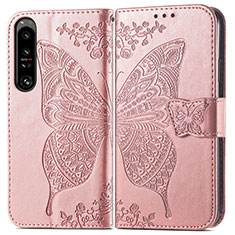 Leather Case Stands Butterfly Flip Cover Holder for Sony Xperia 1 IV SO-51C Pink