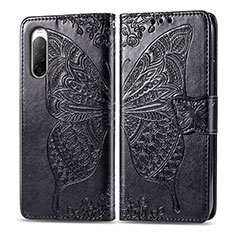 Leather Case Stands Butterfly Flip Cover Holder for Sony Xperia 10 II Black