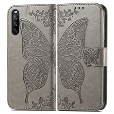 Leather Case Stands Butterfly Flip Cover Holder for Sony Xperia 10 III Gray