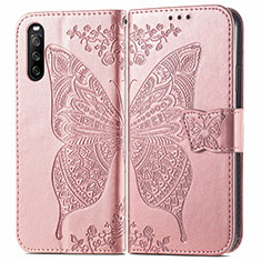 Leather Case Stands Butterfly Flip Cover Holder for Sony Xperia 10 III Lite Pink