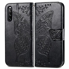 Leather Case Stands Butterfly Flip Cover Holder for Sony Xperia 10 III SO-52B Black