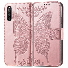 Leather Case Stands Butterfly Flip Cover Holder for Sony Xperia 10 III SO-52B Pink