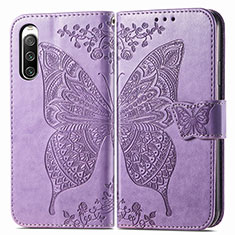 Leather Case Stands Butterfly Flip Cover Holder for Sony Xperia 10 IV SO-52C Clove Purple