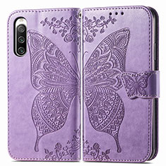 Leather Case Stands Butterfly Flip Cover Holder for Sony Xperia 10 IV SOG07 Clove Purple