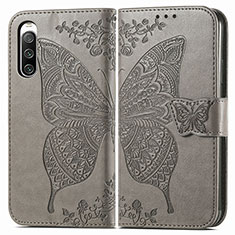 Leather Case Stands Butterfly Flip Cover Holder for Sony Xperia 10 IV SOG07 Gray