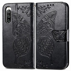 Leather Case Stands Butterfly Flip Cover Holder for Sony Xperia 10 V Black