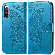 Leather Case Stands Butterfly Flip Cover Holder for Sony Xperia 10 V Blue