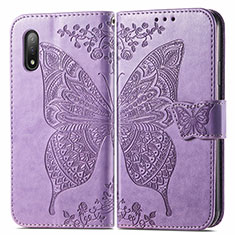 Leather Case Stands Butterfly Flip Cover Holder for Sony Xperia Ace II SO-41B Clove Purple