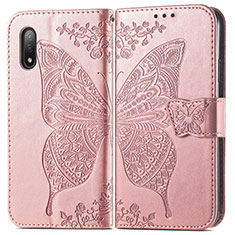 Leather Case Stands Butterfly Flip Cover Holder for Sony Xperia Ace II SO-41B Pink