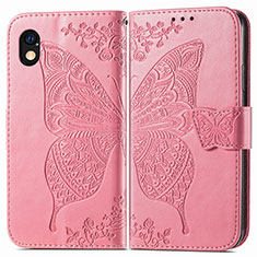 Leather Case Stands Butterfly Flip Cover Holder for Sony Xperia Ace III Hot Pink