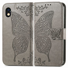 Leather Case Stands Butterfly Flip Cover Holder for Sony Xperia Ace III SO-53C Gray