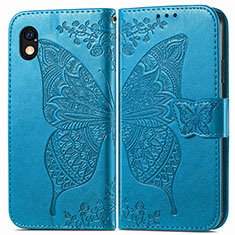 Leather Case Stands Butterfly Flip Cover Holder for Sony Xperia Ace III SOG08 Blue