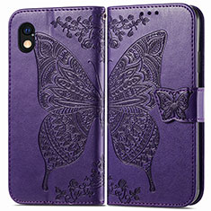 Leather Case Stands Butterfly Flip Cover Holder for Sony Xperia Ace III SOG08 Purple