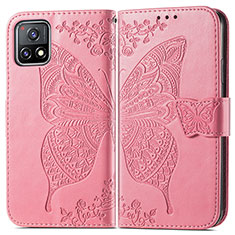 Leather Case Stands Butterfly Flip Cover Holder for Vivo iQOO U3 5G Hot Pink