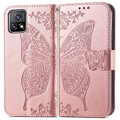 Leather Case Stands Butterfly Flip Cover Holder for Vivo iQOO U3 5G Pink