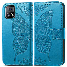 Leather Case Stands Butterfly Flip Cover Holder for Vivo iQOO U3x 5G Blue