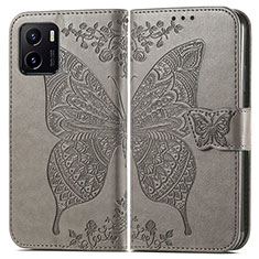 Leather Case Stands Butterfly Flip Cover Holder for Vivo iQOO U5x Gray