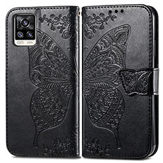 Leather Case Stands Butterfly Flip Cover Holder for Vivo V20 Black