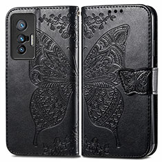 Leather Case Stands Butterfly Flip Cover Holder for Vivo X70t Black