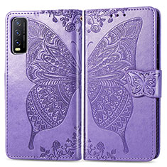 Leather Case Stands Butterfly Flip Cover Holder for Vivo Y12A Clove Purple