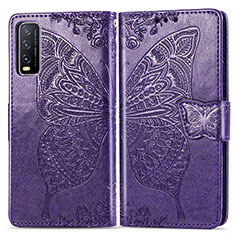 Leather Case Stands Butterfly Flip Cover Holder for Vivo Y12A Purple