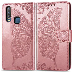 Leather Case Stands Butterfly Flip Cover Holder for Vivo Y17 Pink