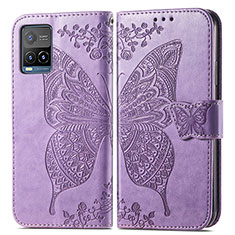 Leather Case Stands Butterfly Flip Cover Holder for Vivo Y21 Clove Purple