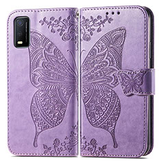 Leather Case Stands Butterfly Flip Cover Holder for Vivo Y3s (2021) Clove Purple