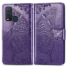 Leather Case Stands Butterfly Flip Cover Holder for Vivo Y50 Purple