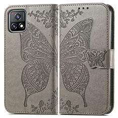 Leather Case Stands Butterfly Flip Cover Holder for Vivo Y52s t1 5G Gray