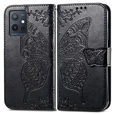 Leather Case Stands Butterfly Flip Cover Holder for Vivo Y75 5G Black