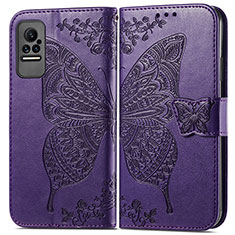 Leather Case Stands Butterfly Flip Cover Holder for Xiaomi Civi 1S 5G Purple