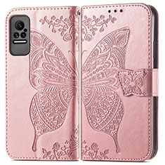 Leather Case Stands Butterfly Flip Cover Holder for Xiaomi Civi 5G Pink