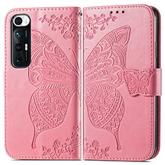 Leather Case Stands Butterfly Flip Cover Holder for Xiaomi Mi 10S 5G Hot Pink