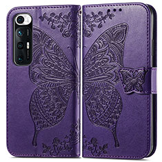 Leather Case Stands Butterfly Flip Cover Holder for Xiaomi Mi 10S 5G Purple