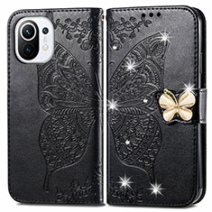 Leather Case Stands Butterfly Flip Cover Holder for Xiaomi Mi 11 5G Black