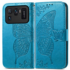 Leather Case Stands Butterfly Flip Cover Holder for Xiaomi Mi 11 Ultra 5G Blue