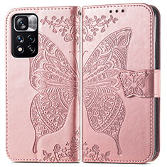 Leather Case Stands Butterfly Flip Cover Holder for Xiaomi Mi 11i 5G (2022) Pink