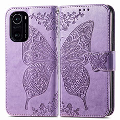 Leather Case Stands Butterfly Flip Cover Holder for Xiaomi Mi 11i 5G Clove Purple