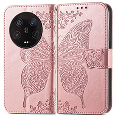 Leather Case Stands Butterfly Flip Cover Holder for Xiaomi Mi 13 Ultra 5G Rose Gold