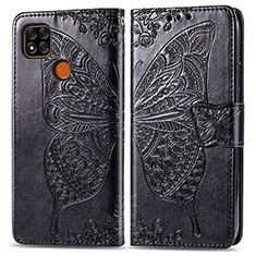 Leather Case Stands Butterfly Flip Cover Holder for Xiaomi POCO C31 Black
