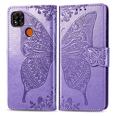 Leather Case Stands Butterfly Flip Cover Holder for Xiaomi POCO C31 Clove Purple