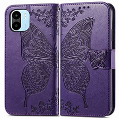 Leather Case Stands Butterfly Flip Cover Holder for Xiaomi Poco C50 Purple